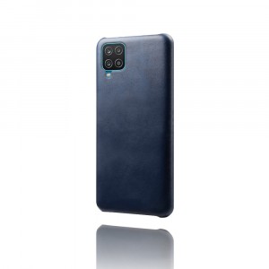 Пластиковый непрозрачный матовый чехол с текстурным покрытием Кожа для Samsung Galaxy A12/M12 Синий