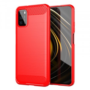Матовый силиконовый чехол для Xiaomi Poco M3 с текстурным покрытием металлик Красный