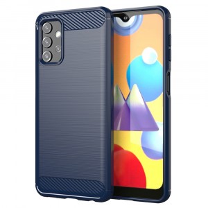 Матовый силиконовый чехол для Samsung Galaxy A32 с текстурным покрытием металлик Синий