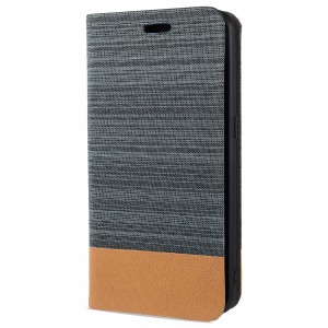 Чехол горизонтальная книжка подставка на силиконовой основе с отсеком для карт и тканевым покрытием для Nokia 2.4 Серый