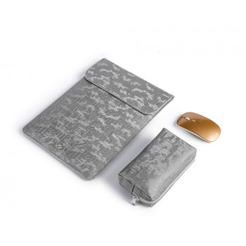 Текстурный чехол-папка на магните для ноутбука Huawei MateBook X Pro с футляром для мышки в комплекте Серый