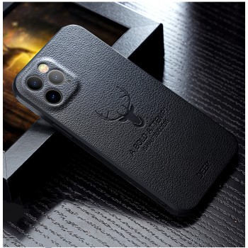 Силиконовый матовый непрозрачный чехол с текстурным покрытием Кожа для Iphone 12 Pro Max 