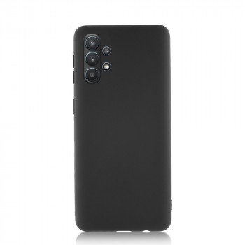 Силиконовый матовый непрозрачный чехол с улучшеной защитой камеры для Samsung Galaxy A32 Черный