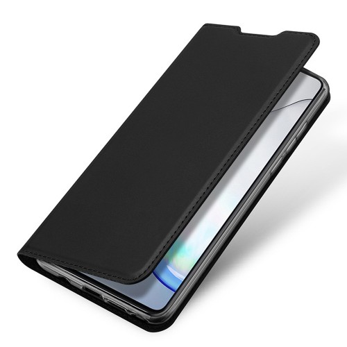 Книжка флип подставка на силиконовой основе с отсеком для карт с магнитной крышкой для Nokia 1.4, цвет Черный