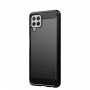 Матовый силиконовый чехол для Samsung Galaxy M22/A22 с текстурным покрытием металлик, цвет Черный