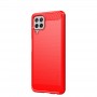 Матовый силиконовый чехол для Samsung Galaxy M22/A22 с текстурным покрытием металлик, цвет Красный