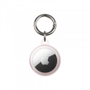 Ультратонкий силиконовый полупрозрачный чехол на кольце для Apple Airtag Розовый