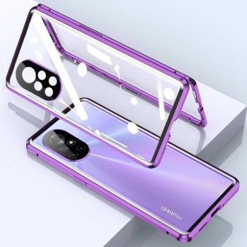 Металлический бампер на магнитах для Huawei Nova 8  Фиолетовый