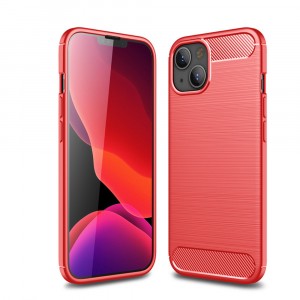 Матовый силиконовый чехол для Iphone 13 Mini с текстурным покрытием металлик Красный