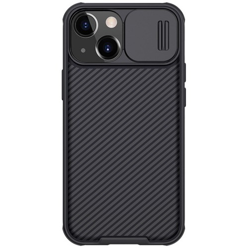 Пластиковый непрозрачный матовый чехол с улучшенной защитой элементов корпуса с защитной шторкой для камеры для Iphone 13, цвет Черный