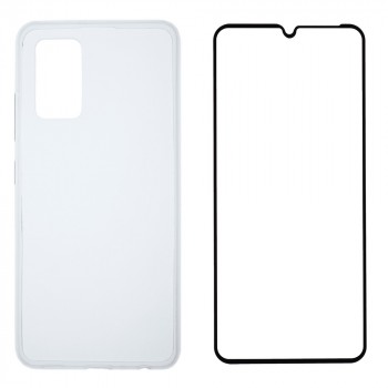 Комплект: Защитный прозрачный силиконовый чехол + защитное стекло для Samsung Galaxy A32