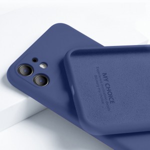 Силиконовый матовый непрозрачный чехол с нескользящим софт-тач покрытием для Iphone 13 Pro Синий