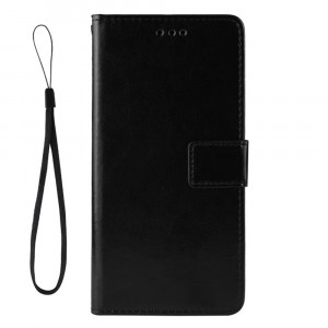 Глянцевый водоотталкивающий книжка портмоне подставка на силиконовой основе с отсеком для карт на магнитной защелке для Samsung Galaxy A22s 5G  Черный
