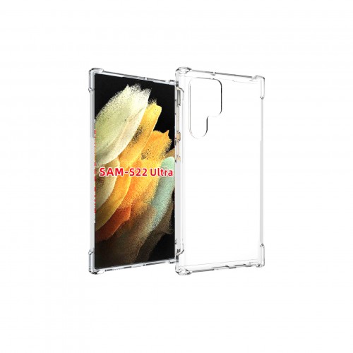 Силиконовый глянцевый транспарентный чехол с усиленными углами для Samsung Galaxy S22 Ultra