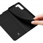 Книжка горизонтальная книжка подставка на силиконовой основе с отсеком для карт для Samsung Galaxy S22 Plus, цвет Черный