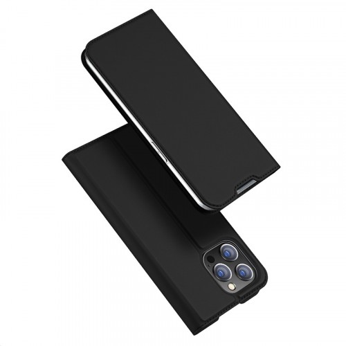 Книжка флип подставка на силиконовой основе с отсеком для карт с магнитной крышкой для Iphone 14 Pro Max , цвет Черный