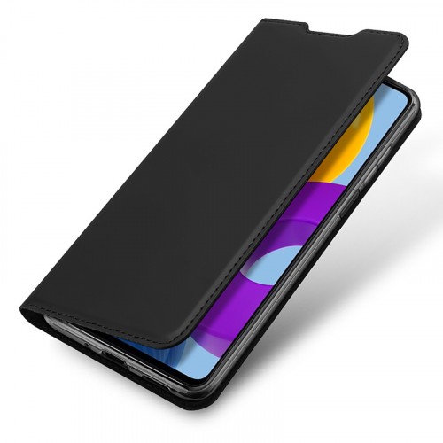 Книжка горизонтальная книжка подставка на силиконовой основе с отсеком для карт с магнитной крышкой для Samsung Galaxy M33 5G , цвет Черный