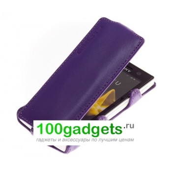 Чехол-книжка кожаный для Sony Xperia U Фиолетовый